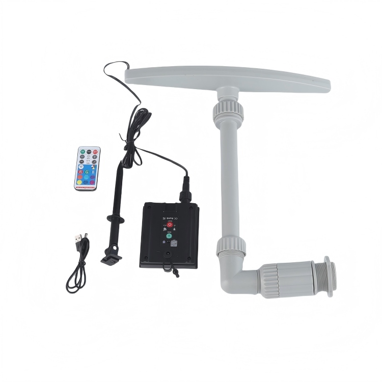 Fan Shaped Solar Pool Fountain with LED Lights-Adjustable Height (2 Adapters)